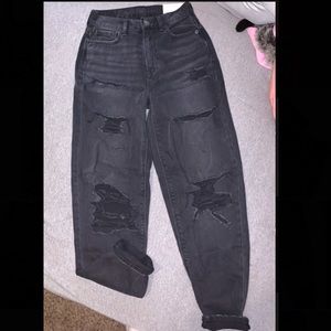 Black ripped relaxed mom jeans
